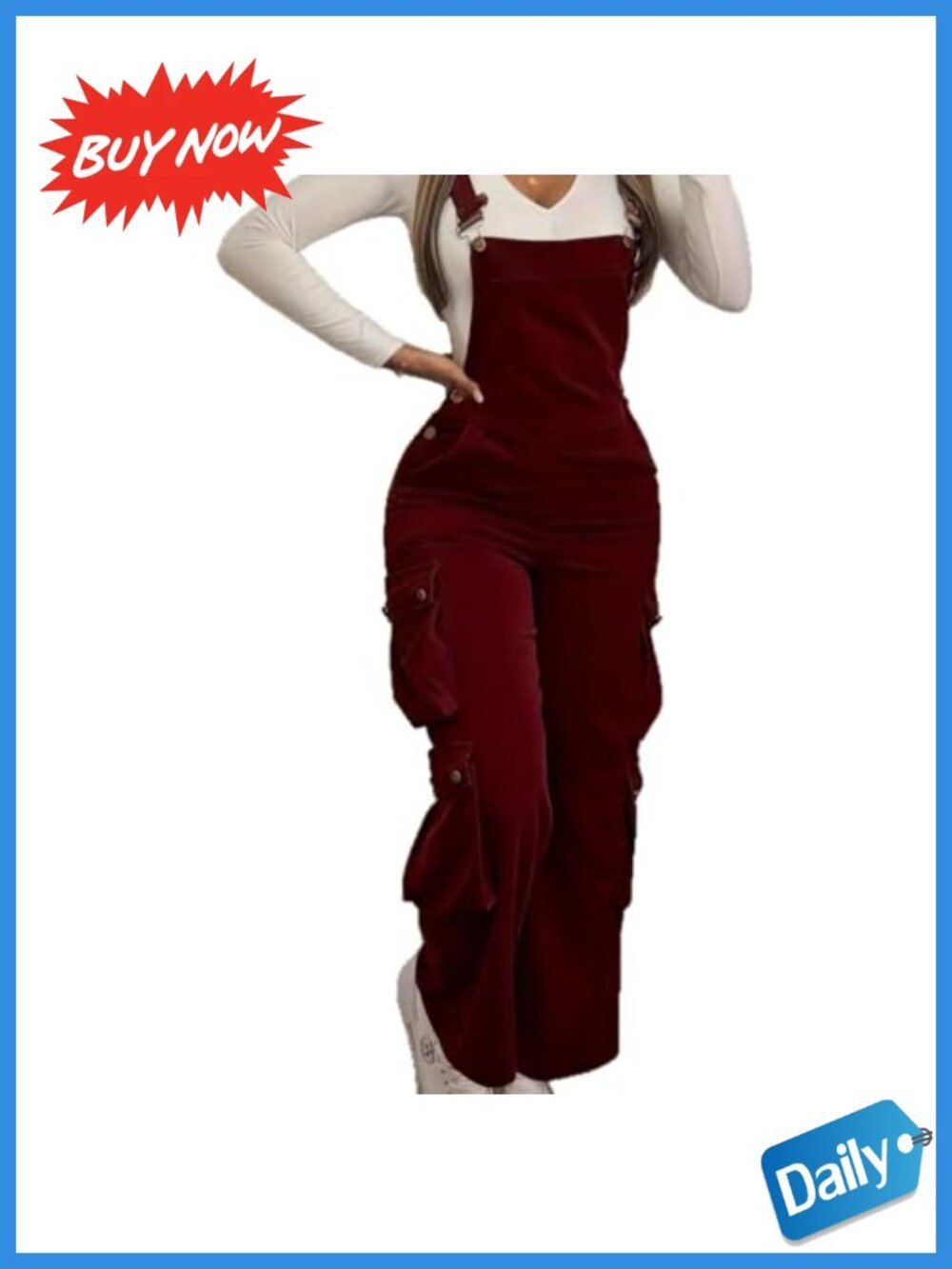 Women's Corduroy Overalls Jumpsuit Wide-Leg Multi-Pocket Work Jumpsuit